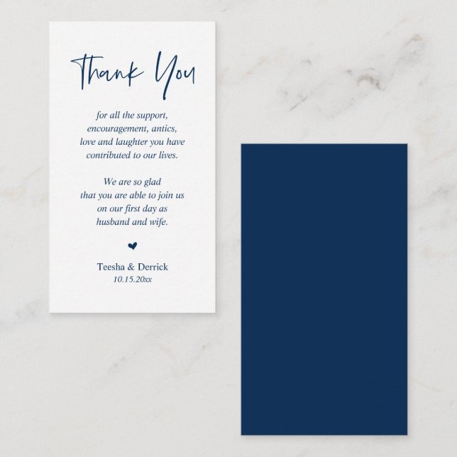 Wedding Thank you, Modern Simple Script Enclosure  Card (Front/Back)