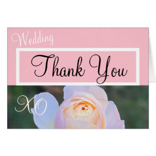 Wedding Thank You Monogram Pastel Pink Rose
