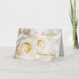 Wedding Thank you Mum and Dad Card, white roses Card