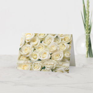 Wedding Thank you Mum and Dad Card, white roses Card