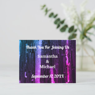 Wedding Thank You Neon Stripes Modern Guest Postcard