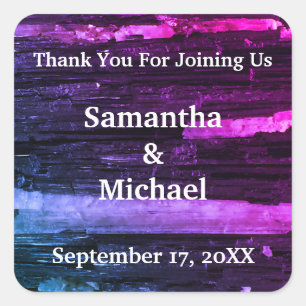 Wedding Thank You Neon Stripes Modern Thanks Guest Square Sticker