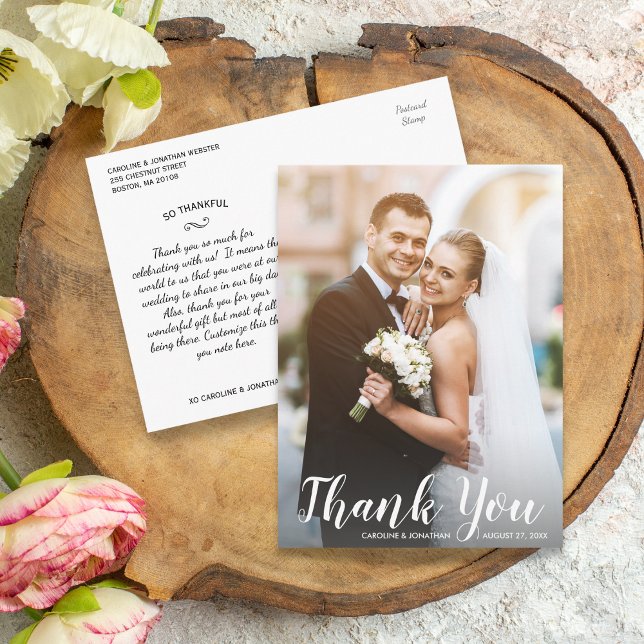 Wedding Thank You Newlywed Photo Fun Modern Casual Postcard (Creator Uploaded)