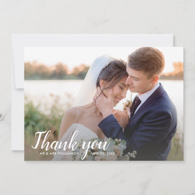 Wedding Thank You Note Backside One Large Photo (Front)