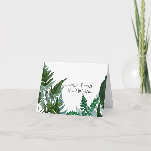 Wedding Thank You Note Botanical Fern Leaf Foliage (Front)