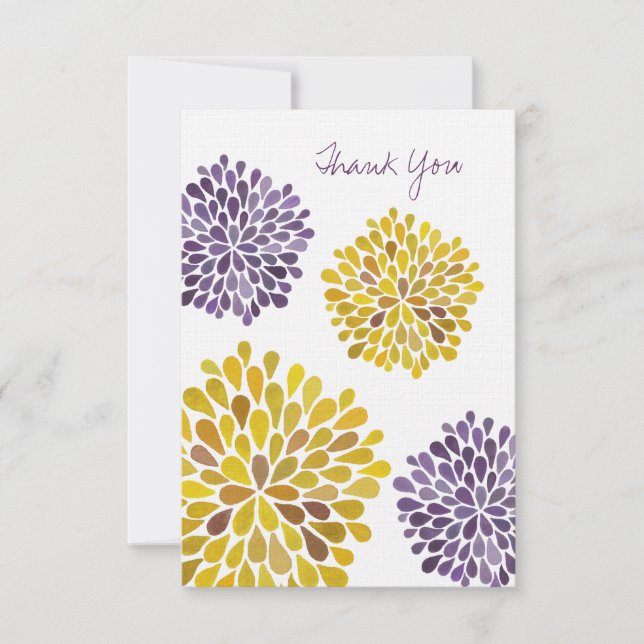 Wedding Thank You Note Cards Watercolor Dahlias (Front)