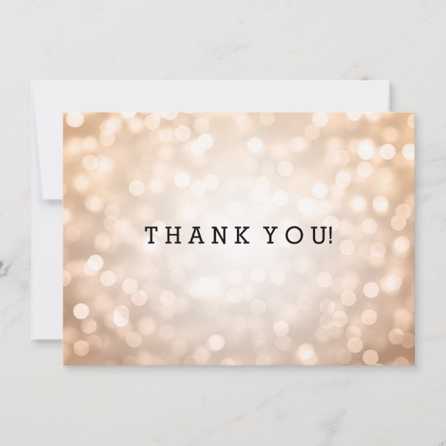 Wedding Thank You Note Copper Glitter Lights Invitation (Front)
