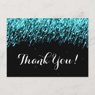 Wedding Thank You Note Falling Stars Turquoise Card