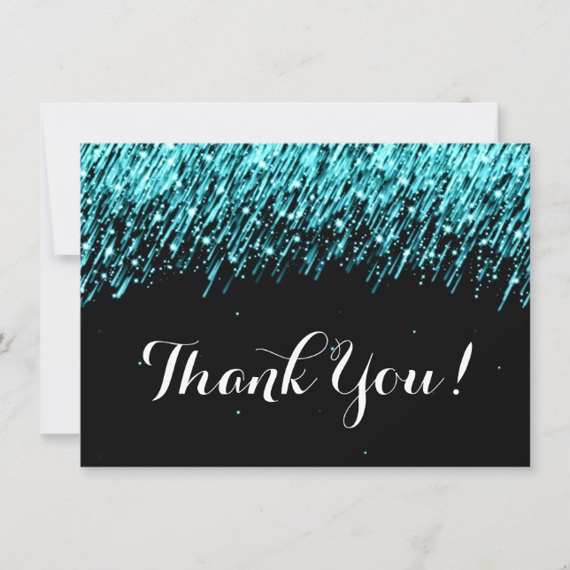 Wedding Thank You Note Falling Stars Turquoise Card (Front)