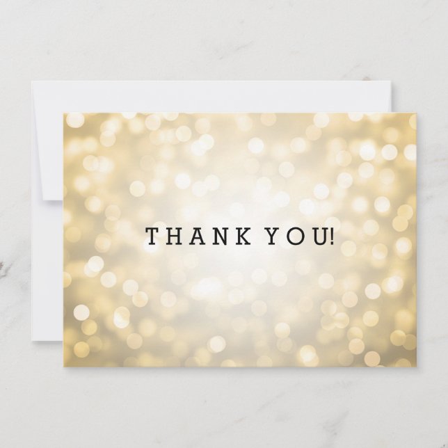 Wedding Thank You Note Gold Glitter Lights (Front)