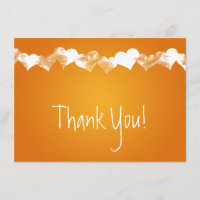 Wedding Thank You Note Grunge Hearts Orange