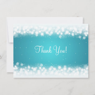 Wedding Thank You Note Magic Sparkle Turquoise Note Card
