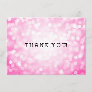 Wedding Thank You Note Pink Glitter Lights Card