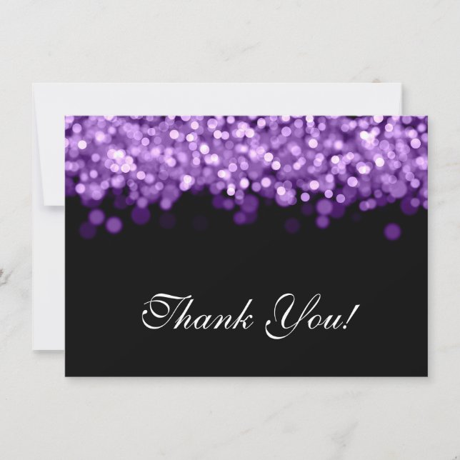 Wedding Thank You Note Purple Lights Card (Front)