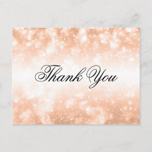 Wedding Thank You Note Rose Gold Shimmer Lights Postcard