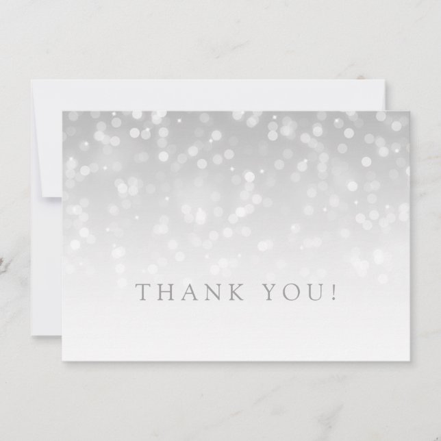 Wedding Thank You Note Silver Bokeh Sparkle Lights (Front)