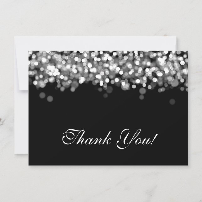 Wedding Thank You Note Silver Lights Card (Front)