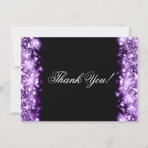 Wedding Thank You Note Sparkling Lights Purple Card