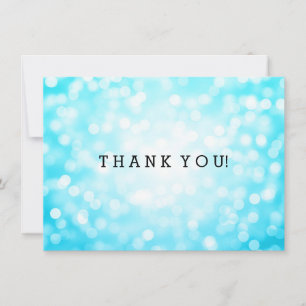 Wedding Thank You Note Turquoise Glitter Lights Card