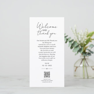 Wedding Thank You Note with QR Code, Minimalist Card