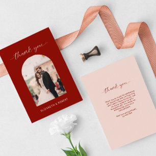 Wedding Thank You Photo Arch Terracotta Minimal Card