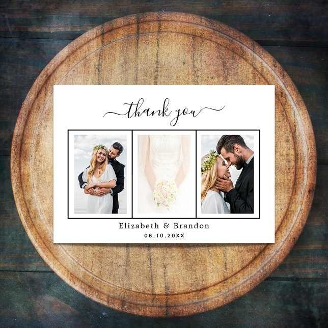 Wedding thank you photo black white script invitation (Creator Uploaded)