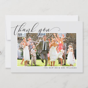 WEDDING THANK YOU photo calligraphy elegant grey