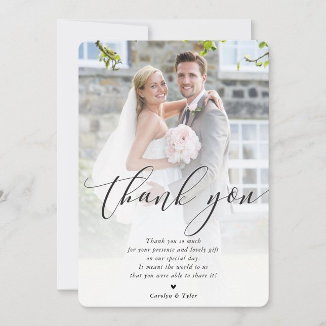 WEDDING THANK YOU photo calligraphy pretty overlay (Front)