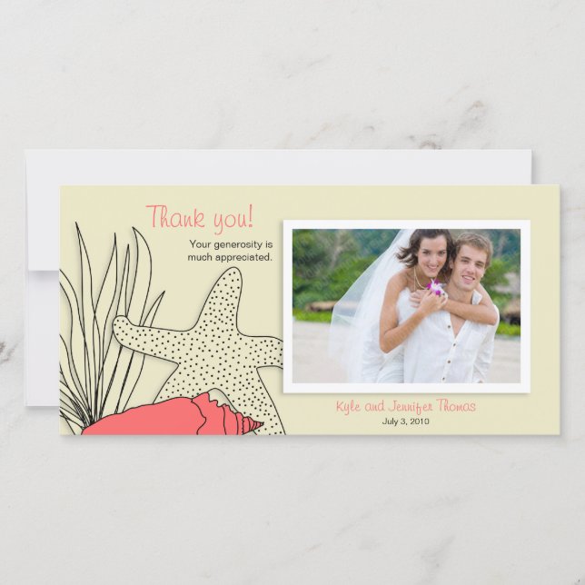 Wedding Thank You Photo Card - Beach Theme (Front)