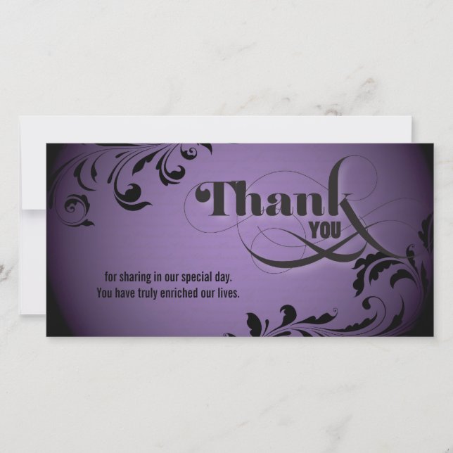 Wedding Thank You Photo Card Bold Swirl Script (Front)