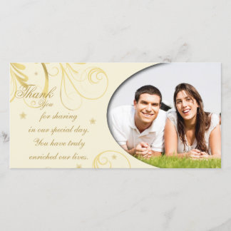 Wedding Thank You Photo Card Elegant Floral Swirl