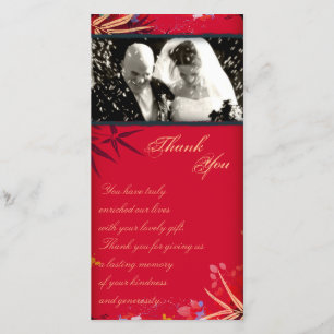 Wedding Thank You Photo Card Vintage Bamboo Leaves