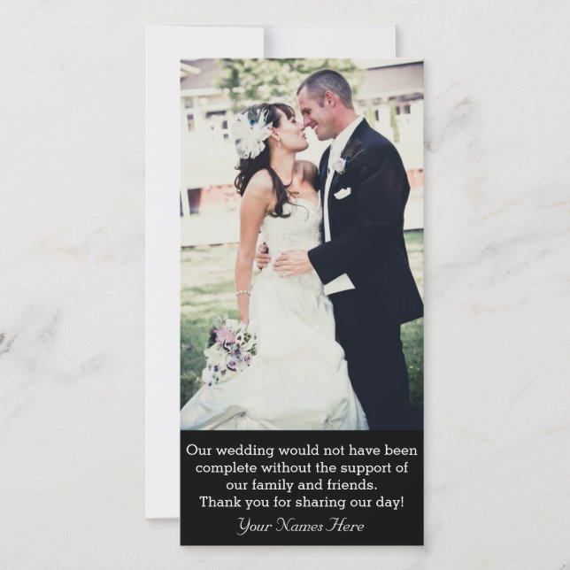 Wedding Thank-you Photo Card With Message (Front)
