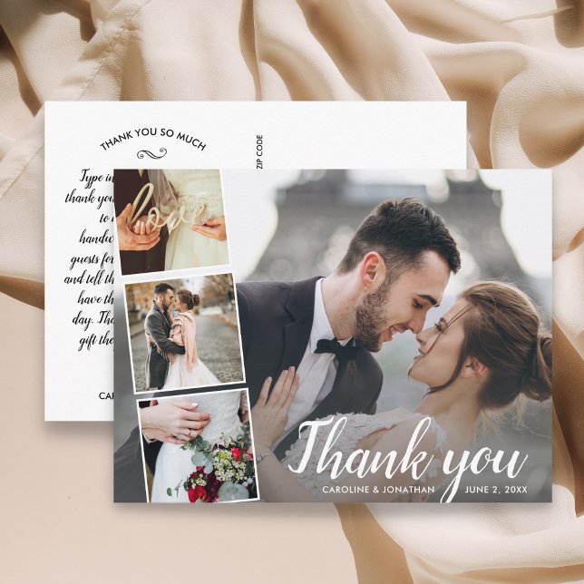 Wedding Thank You Photo Collage 5x7 Postcard (Creator Uploaded)