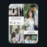 Wedding Thank You Photo Collage  Magnet<br><div class="desc">Thank you wedding magnets in a four photo collage design - Add your custom message,  last name and favourite four wedding day photos and mail to family and friends. A beautiful keepsake they will love!</div>