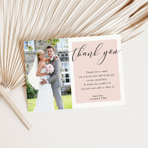 WEDDING THANK YOU photo elegant black blush pink