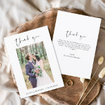Wedding Thank You Photo Minimalist<br><div class="desc">Romantic Wedding Thank You Cards that have a photo on the front and back. The Thank you cards contain a modern hand lettered cursive script typography that are elegant,  simple and modern to use after you minimalist simple wedding day celebration.</div>
