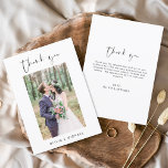 Wedding Thank You Photo Minimalist<br><div class="desc">Romantic Wedding Thank You Cards that have a photo on the front and back. The Thank you cards contain a modern hand lettered cursive script typography that are elegant,  simple and modern to use after you minimalist simple wedding day celebration.</div>
