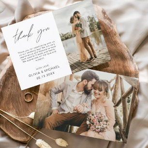 Wedding Thank You Photo Minimalist Elegant Card