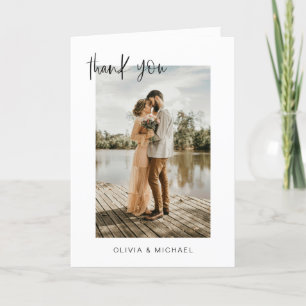 Wedding Thank You Photo Minimalist Romantic Card