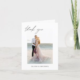 Wedding Thank You Photo Minimalist Romantic Card