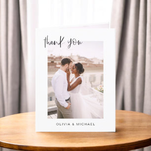 Wedding Thank You Photo Minimalist Romantic Card