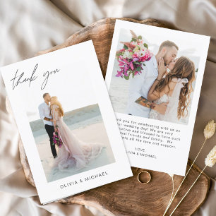 Wedding Thank You Photo Minimalist Romantic Card