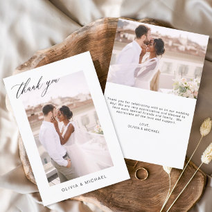 Wedding Thank You Photo Minimalist Romantic Card
