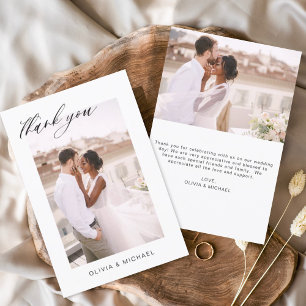 Wedding Thank You Photo Minimalist Romantic Card