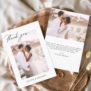 Wedding Thank You Photo Minimalist Romantic Card