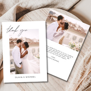 Wedding Thank You Photo Minimalist Romantic Card