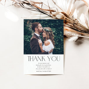 WEDDING THANK YOU photo modern serif cute elegant Card
