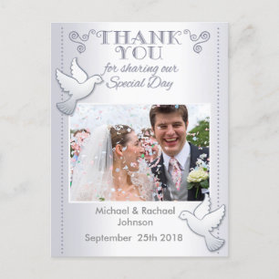 Wedding Thank You Photo Postcard Lovebirds