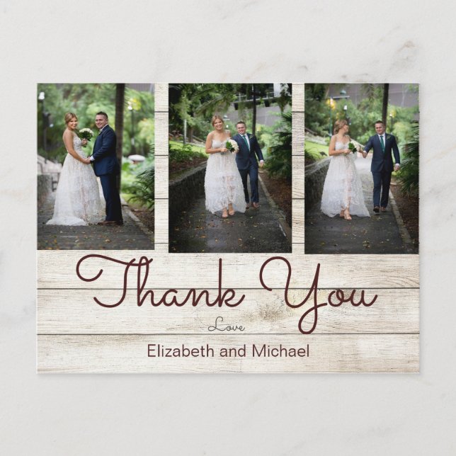 Wedding Thank You Photo Rustic Chic Modern  Postcard (Front)